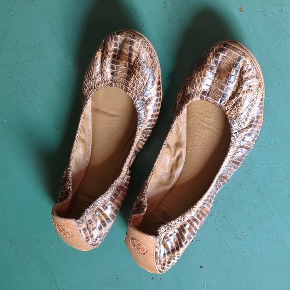 Tory Burch Brown Snakeskin Ballet Flats - Picture 2 of 8